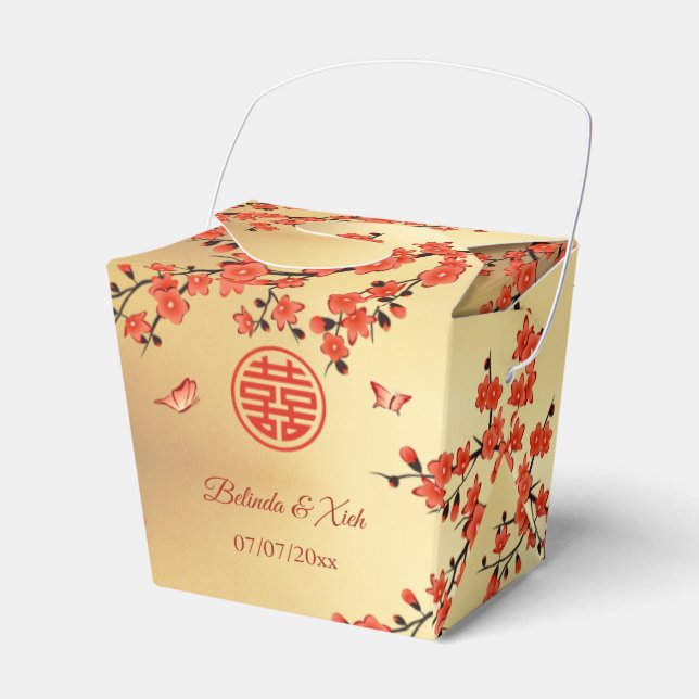 Chinesisch Hochzeit Red Gold Danke Geschenkschachtel (Vorderseite)