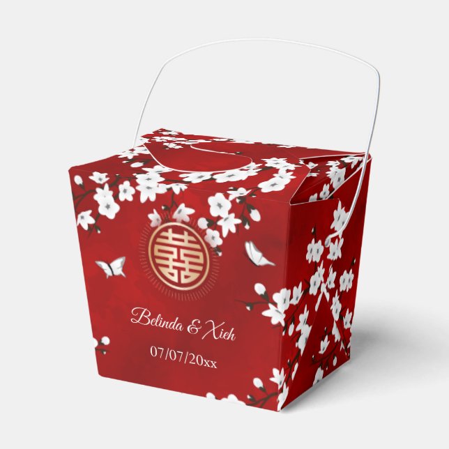 Chinesisch Hochzeit Red White Gold Danke Geschenkschachtel (Vorderseite)