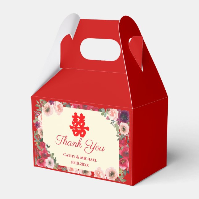 Chinesisch Hochzeit rot lila Blumendanken Geschenkschachtel (Rückseite)
