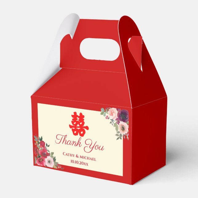 Chinesisch Hochzeit rot lila Blumendanken Geschenkschachtel (Vorderseite)
