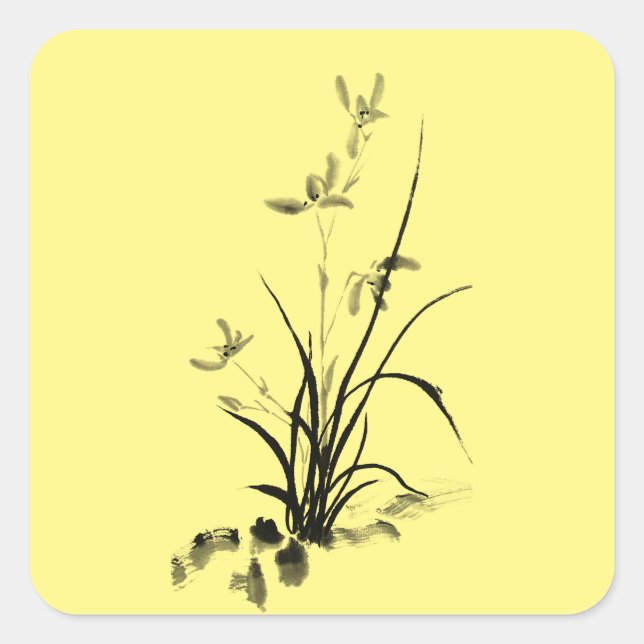Chinesisch Iris - bw Quadratischer Aufkleber (Vorderseite)
