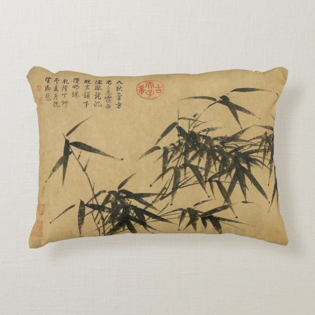 Chinesisch Ming Dynastie Bamboo Tinte Wash by Wang Dekokissen (Vorderseite)