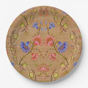 Chinesisch Nanjing Imperial Red-Gold Brocade Pappteller