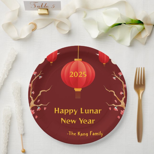 Chinesisch Neues Jahr 2025 Pappteller (Hochzeit)