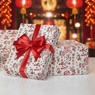 Chinesisch Neues Jahr des Feuerpferdes 2026 Geschenkpapier