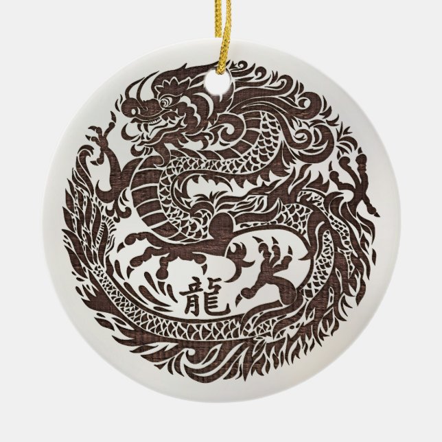Chinesisch Neues Jahr des Holzdrachen 2024 Keramik Ornament (Vorne)