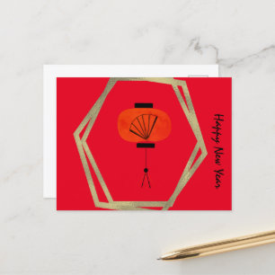 Chinesisch Neujahr Laternenfisch Red Gold Postkarte