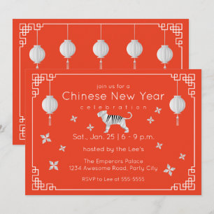 Chinesisch Neujahr Origami Tiger, orange Einladung