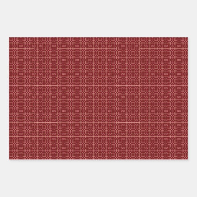 Chinesisch Neujahr Red Gold Golden Zodiac Asien Geschenkpapier Set (Vorderseite)