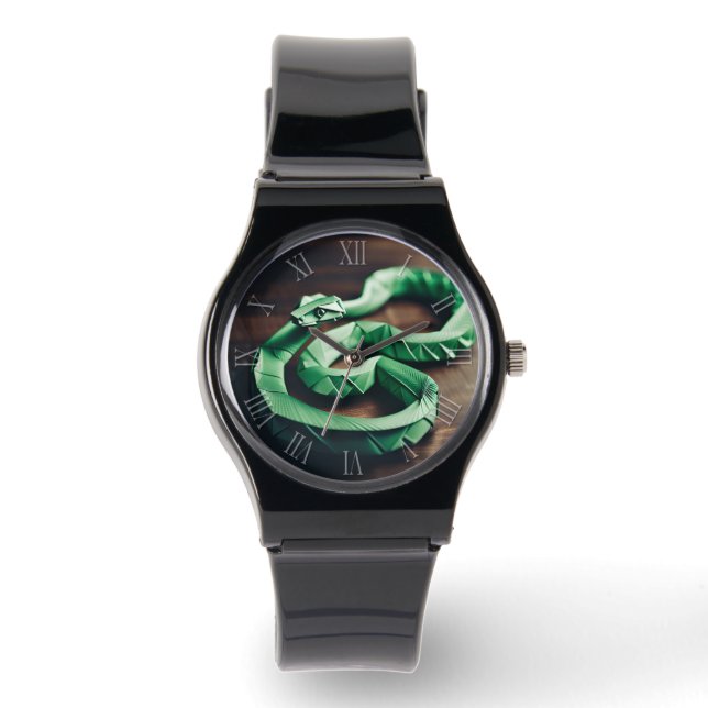 Chinesisch Neujahr Schlange Origami Zodiac Birthda Armbanduhr (Vorderseite)