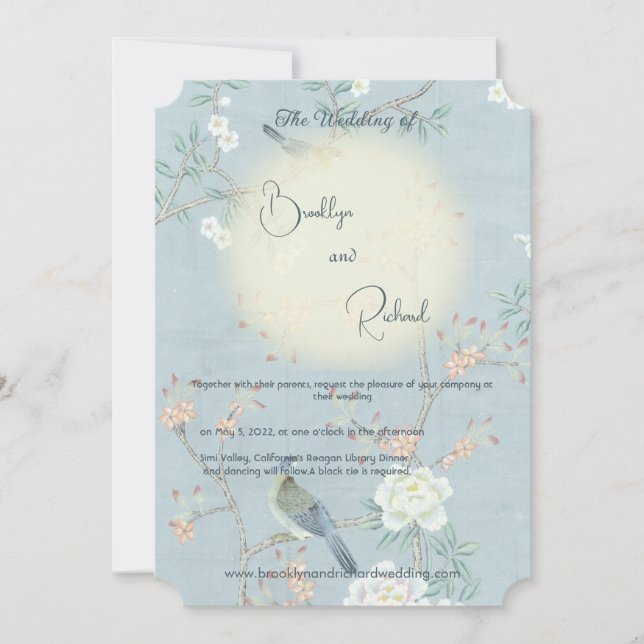 Chinesisch, romantisch, elegant, Hochzeitseinladun (Vorderseite)