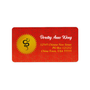 Chinesisch Rot und Gold Schlange Zodiac Adresse Adressaufkleber