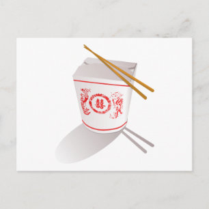 Chinesisch "Take Out Food Box" mit Chopsticks Postkarte