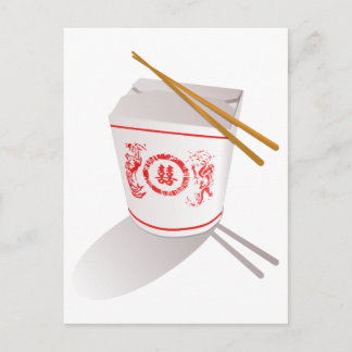 Chinesisch "Take Out Food Box" mit Chopsticks Postkarte