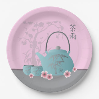 Chinesisch "Tee für zwei" und "Liebe" auf Teetasse Pappteller