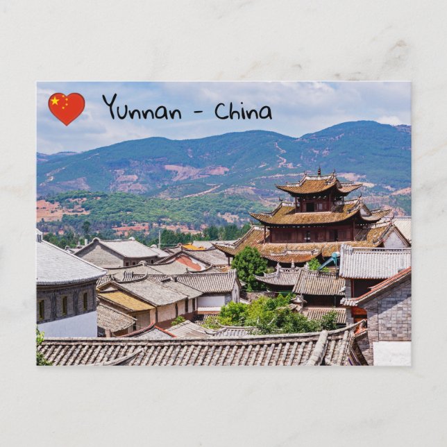 Chinesisch Traditionelle gepolsterte Dächer, Dali, Postkarte (Vorderseite)