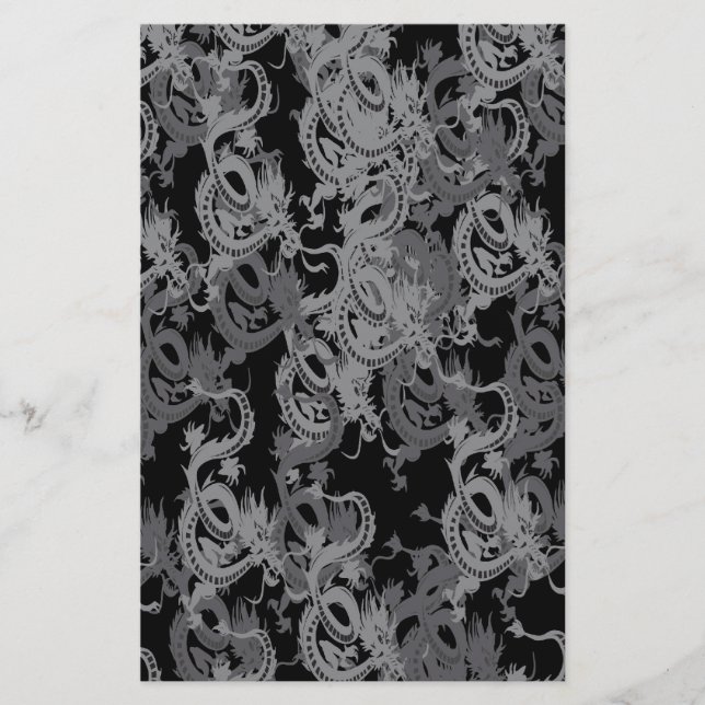 Chinesisch Ying Yang Dragon Briefpapier (Vorderseite)