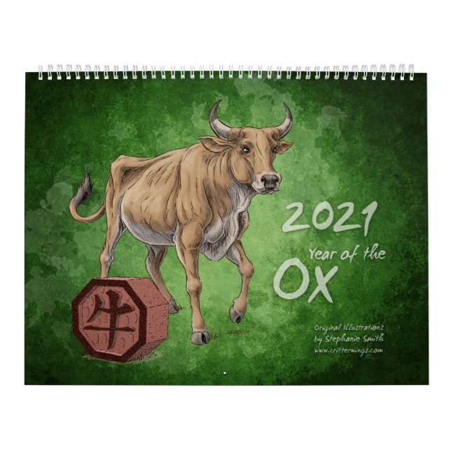 Chinesisch Zodiac 2021: Jahr der Ox-Kunstwerke Kalender (Titelbild)