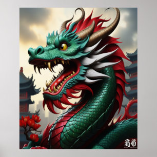 Chinesisch Zodiac Art Jahr des Dragon OrganicPunk Poster