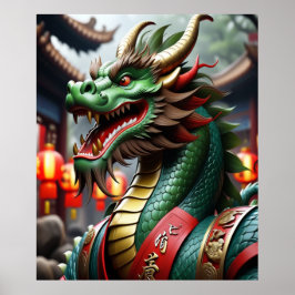 Chinesisch Zodiac Art Year of the Dragon Realistic Poster