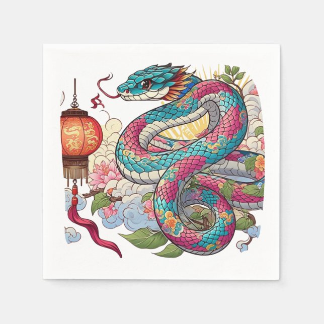 Chinesisch Zodiac: Die Sagacious Snake Serviette (Vorderseite)