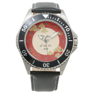 Chinesisch Zodiac Ox New Age Modern Chic Mens Armbanduhr