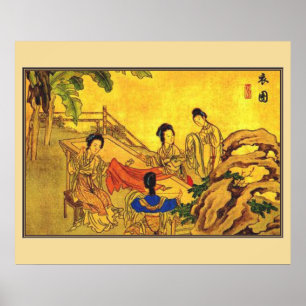 Chinesische Antike Malerei, Damen Poster