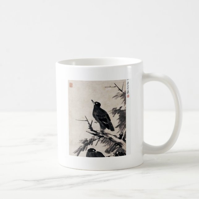 Chinesische antike Schwarz-Weiß-Malerei Kaffeetasse (Rechts)