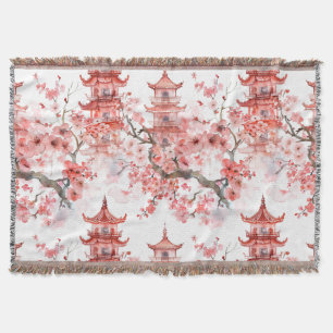 Chinesische Aquarellpagode mit Kirschblüten (3) Decke