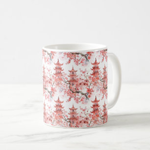 Chinesische Aquarellpagode mit Kirschblüten (3) Kaffeetasse