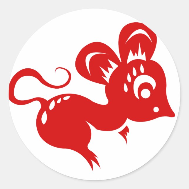 Chinesische Astrologie Rat Illustration Runder Aufkleber (Vorderseite)