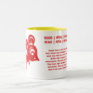 Chinesische Astrologie-Ratten-Illustration Zweifarbige Tasse