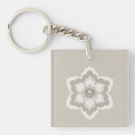 Chinesische Baoxiang-Blume in Minimalistisch Beige Schlüsselanhänger