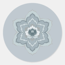Chinesische Baoxiang-Blume in Misty Blue & Ink Jad Runder Aufkleber