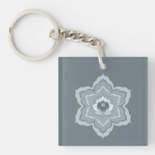 Chinesische Baoxiang-Blume in nebligem Blau und Ja Schlüsselanhänger