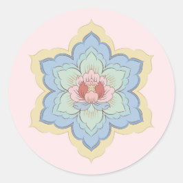 Chinesische Baoxiang-Blume in Peach & Sky Runder Aufkleber