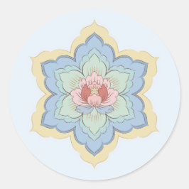 Chinesische Baoxiang-Blume in Peach & Sky Runder Aufkleber