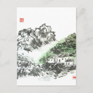Chinesische Bergdorf-Häuser Postkarte