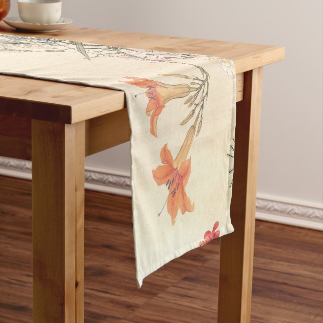 Chinesische Blume-Gemälde von Ju Lian Print Kurzer Tischläufer (Beispiel)