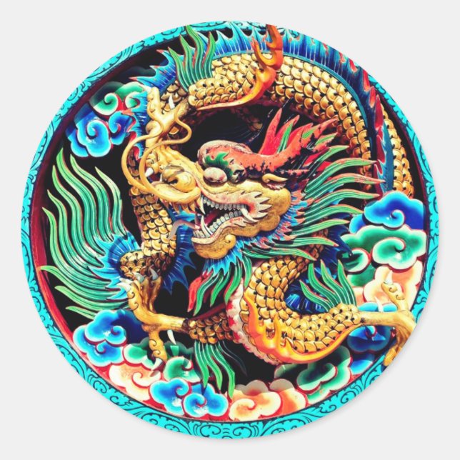 Chinesische Blume Lotus Runder Aufkleber (Vorderseite)