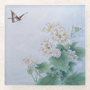 Chinesische Blume mit Butterfly Glasuntersetzer