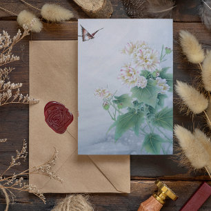 Chinesische Blume mit Butterfly Postkarte