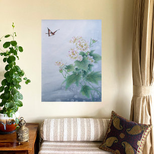 Chinesische Blume mit Schmetterling Leinwanddruck