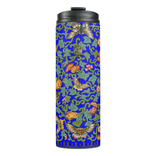 Chinesische Blume und Schmetterlinge aus antikem P Thermosbecher (Vorderseite)
