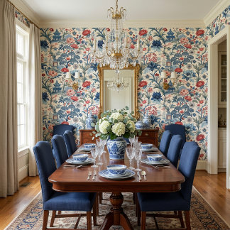 Chinesische Blumen-Chinoiserie Tapete
