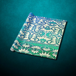 Chinesische Blüte in blau-grün Geschenkpapier
