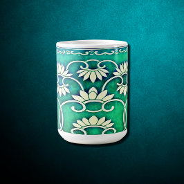 Chinesische Blüte in blau-grün Kaffeetasse
