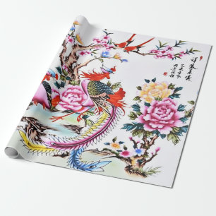 Chinesische Blütenvögel Chinoiserie Entdeckungsrei Geschenkpapier