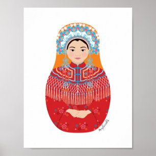 Chinesische Braut Matrjoschka Poster