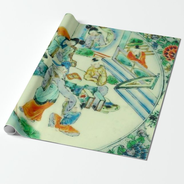 Chinesische Chinesische Chinoiserie Blumendekoupag Geschenkpapier (Ungerollt)